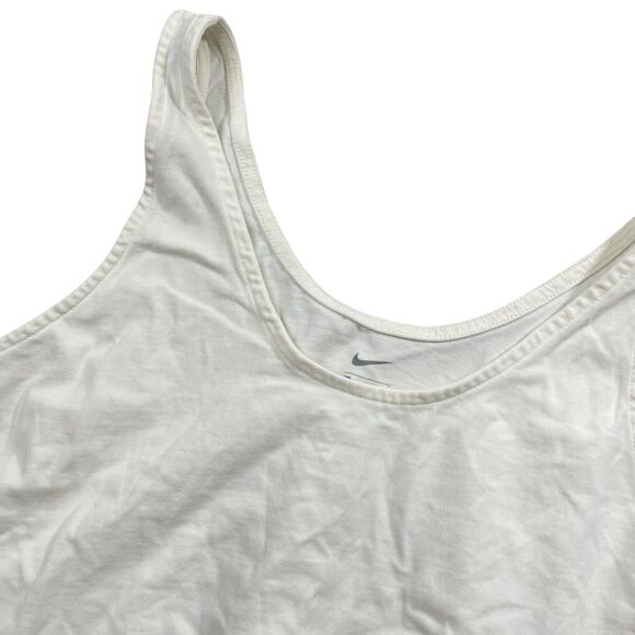Nike Medium Ivory Crop Top 100%‎ Cotton Sleeveless Drawstring Hem - Picture 2 of 5
